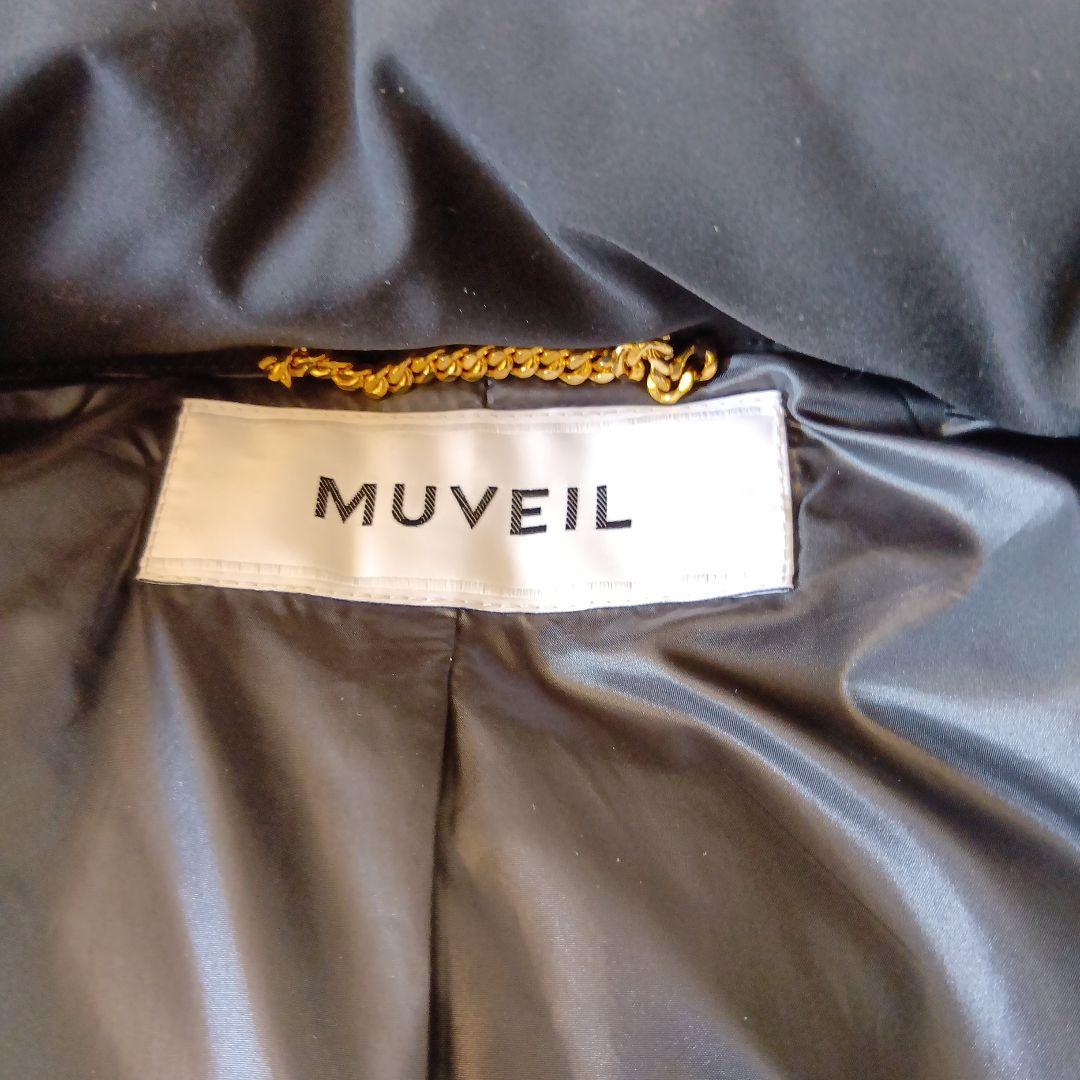 MUVEIL ミュベール ビジュー ファーダウンコート ブラック