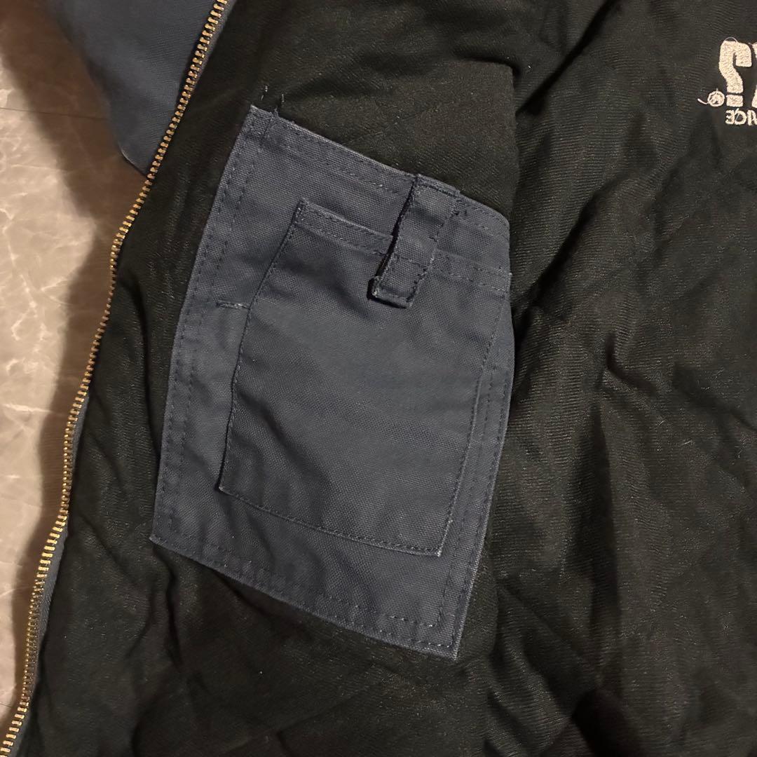 90s BERNE ダック地アクティブジャケット企業刺繍ロゴ ビック刺繍 短丈M