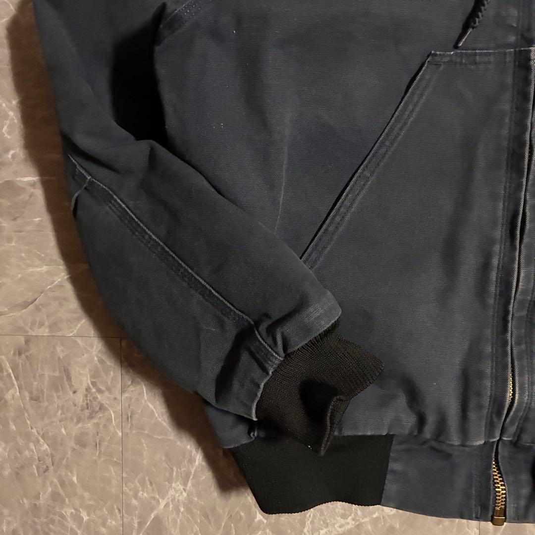 90s BERNE ダック地アクティブジャケット企業刺繍ロゴ ビック刺繍 短丈M