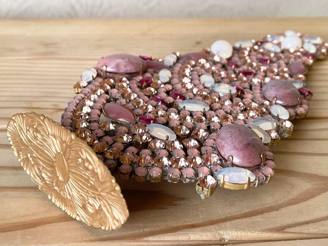 ビンテージ/Bijoux M.G.刻印/チェコガラスツリー/ピンク系/卓上ツリー