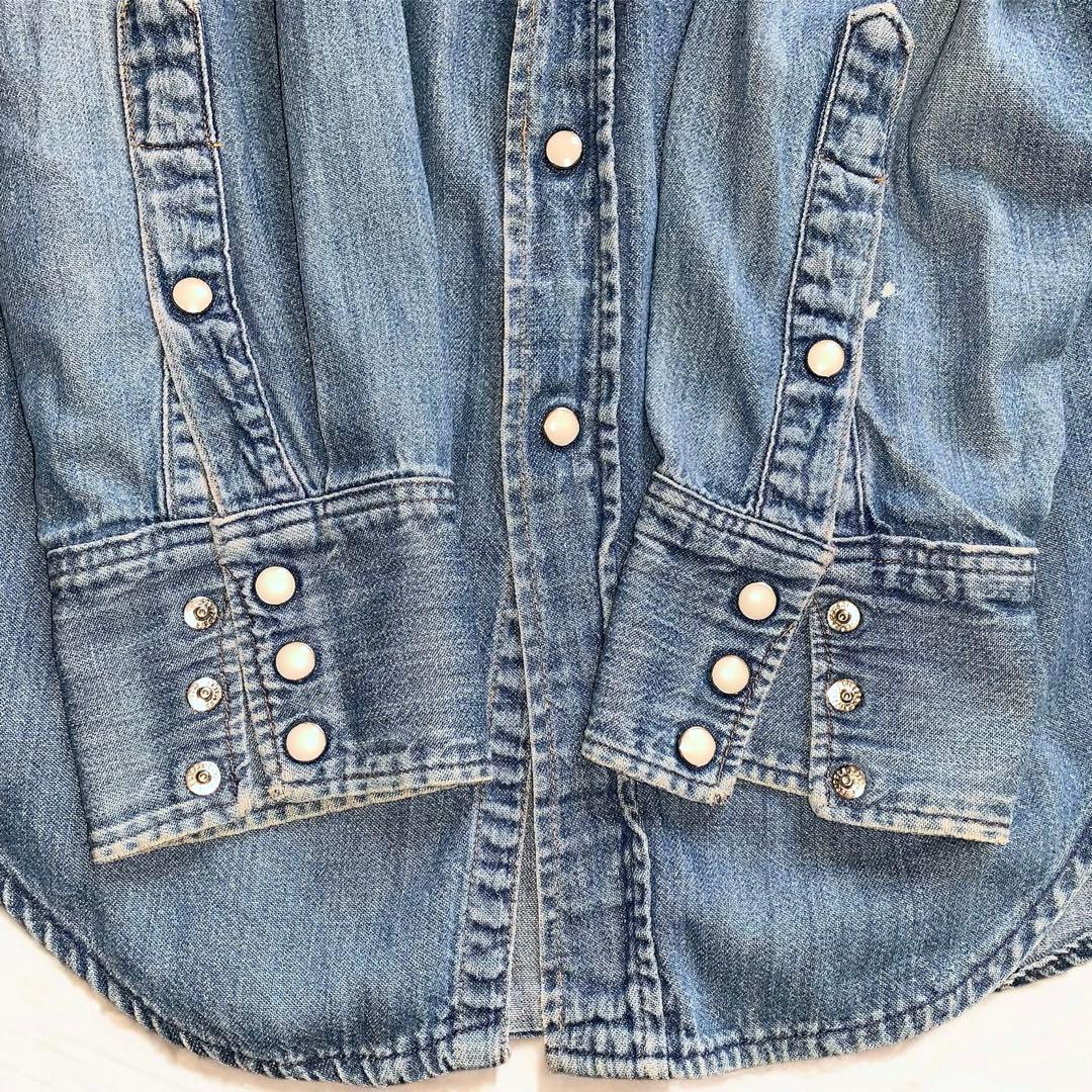 60s ビンテージ ラングラー デニムウェスタンシャツ27MW/14.5-32