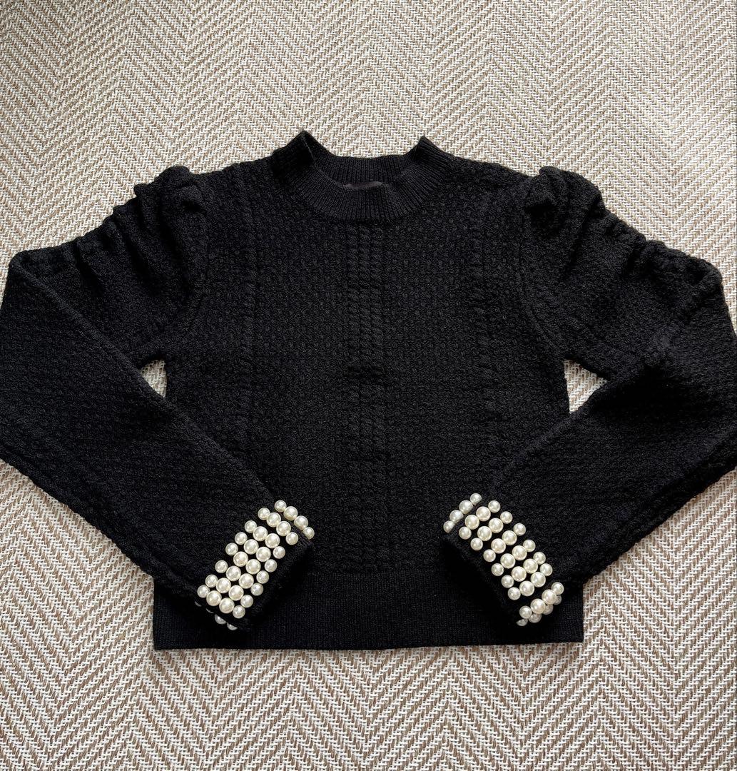 新品未使用　パールニットトップス　anuans ブラック　パール