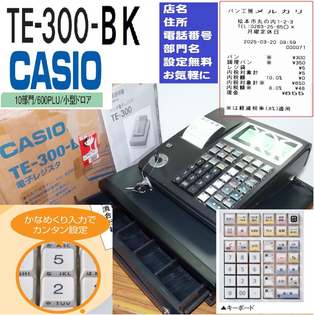 設定無料 CASIO TE-300-BK インボイス対応レジスター 250514