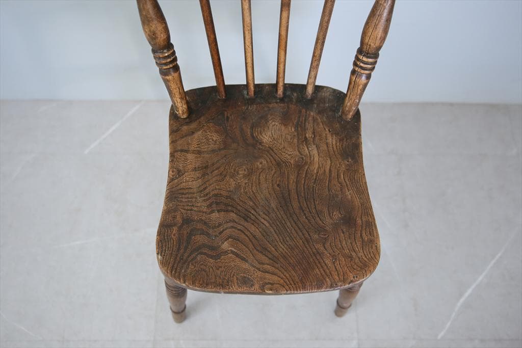 英国アンティーク木製キッチンチェア/ダイニングイス/椅子/飾り棚(89-12-2