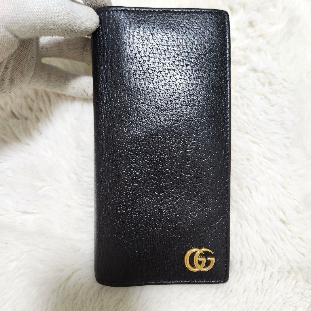 ✨極美品✨グッチ　長財布　二つ折り　小銭入れ　マーモント　ブラック　レザー　黒