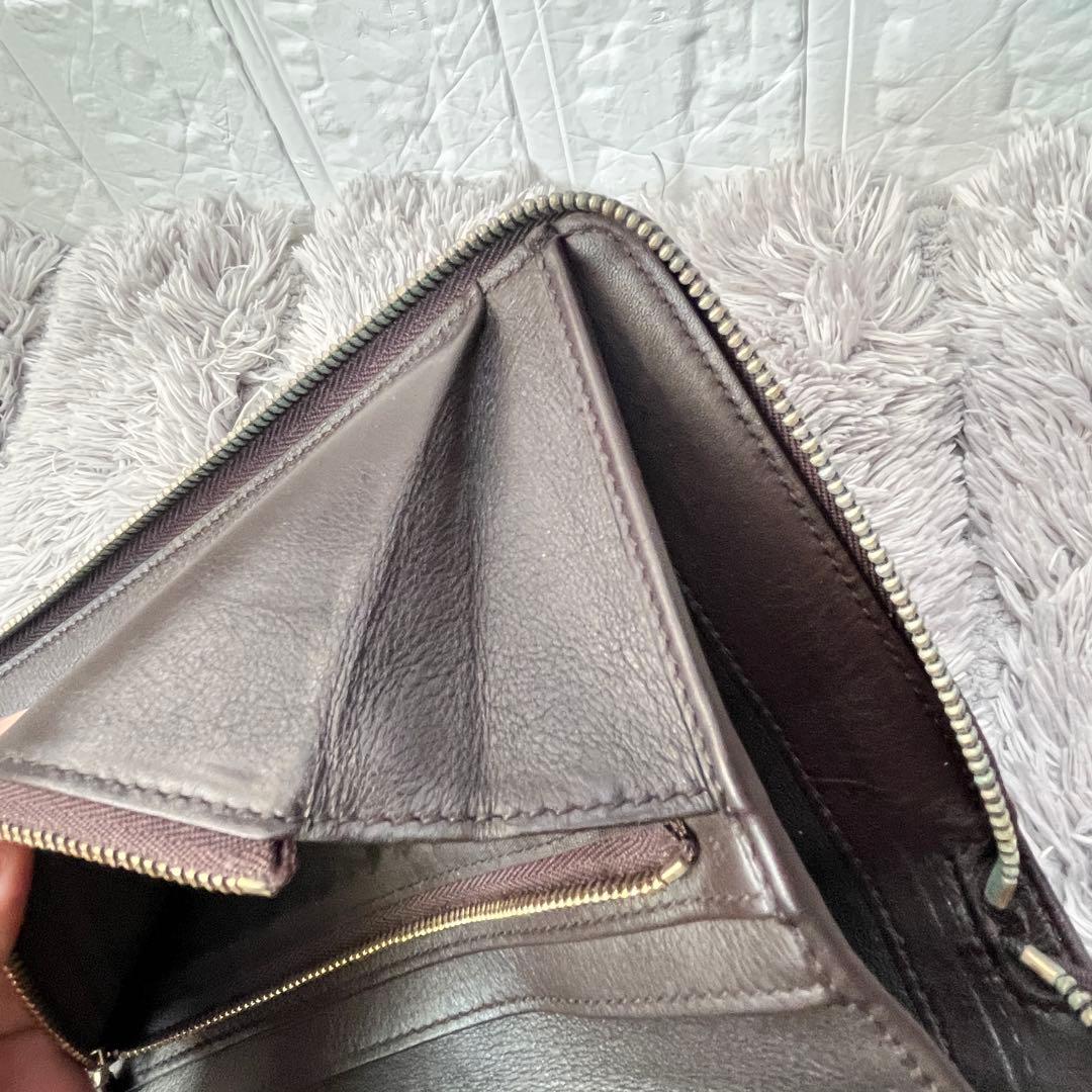 GUCCI✨大きめ長財布　オーガナイザー　ラウンドファスナー　シマ　ブラウン