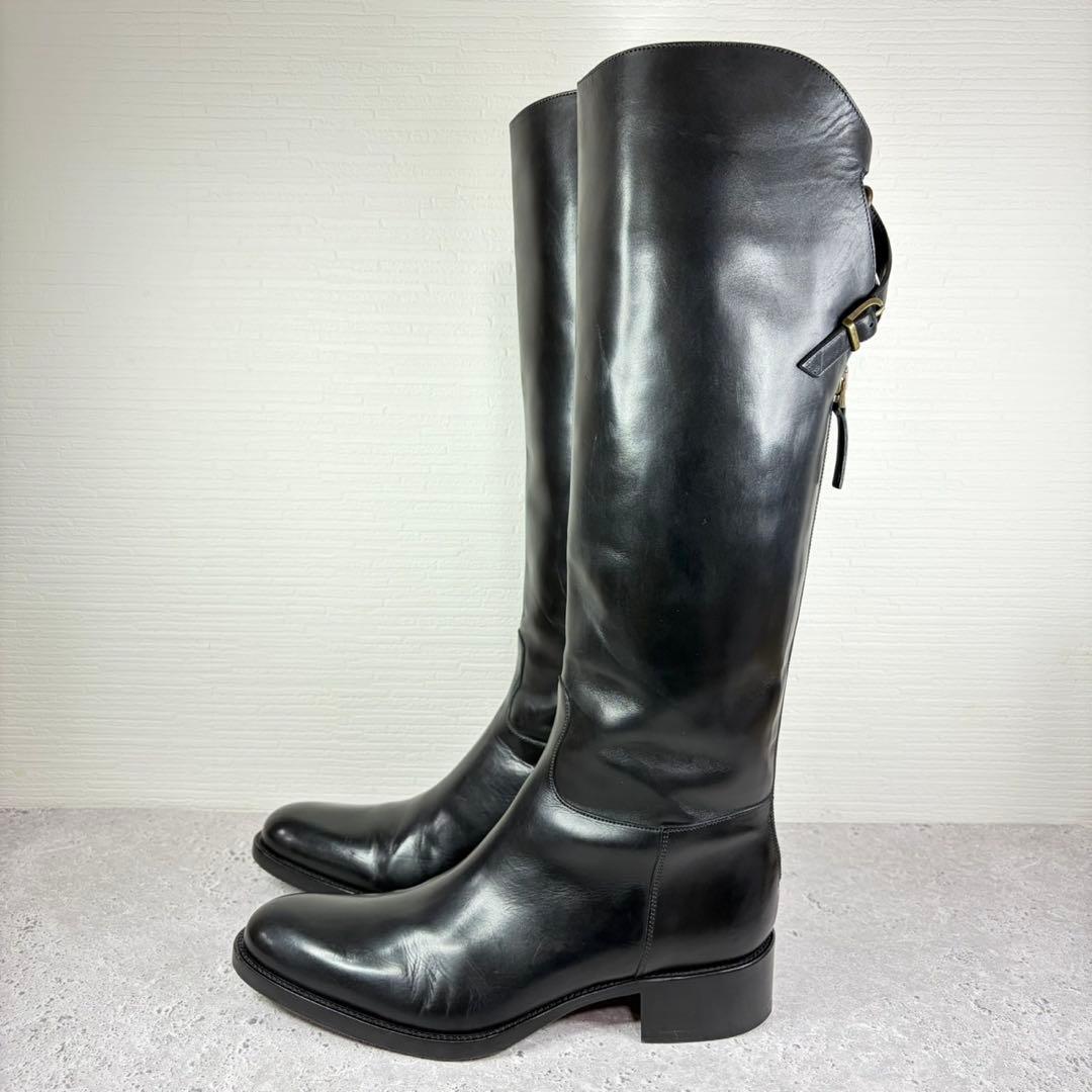 【美品】SARTORE ジョッキーブーツ クロスバック ブラック レザー