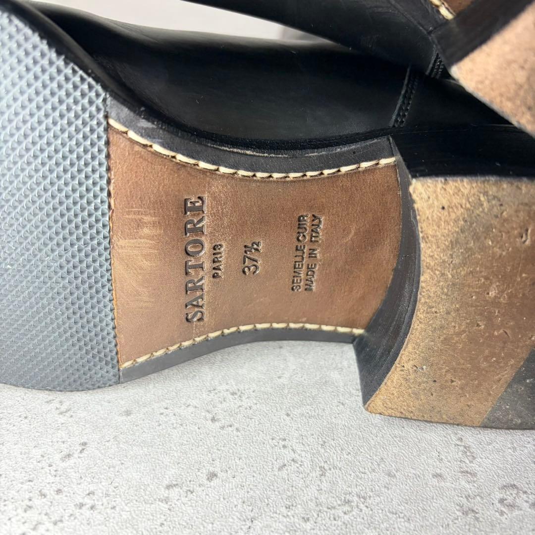 【美品】SARTORE ジョッキーブーツ クロスバック ブラック レザー