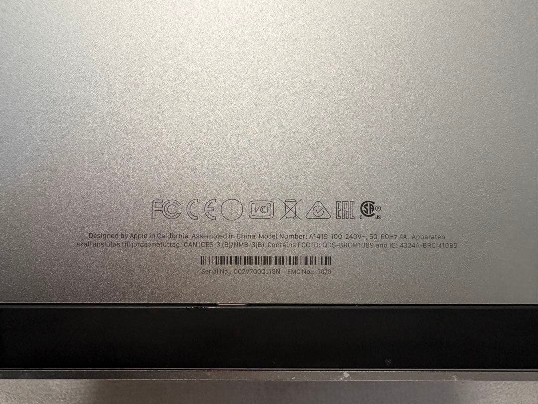 Macデスクトップ iMac 27inch Retina 5K 2017 Core i5 16GB