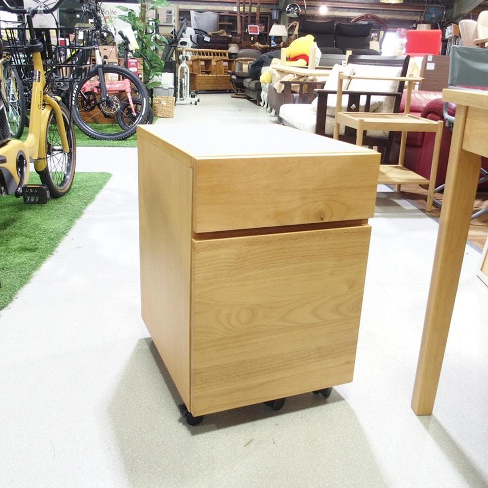 MUJI/無印良品 リノリウム天板 木製デスクキャビネット/デスクワゴン 美品