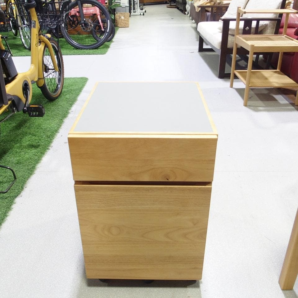 MUJI/無印良品 リノリウム天板 木製デスクキャビネット/デスクワゴン 美品