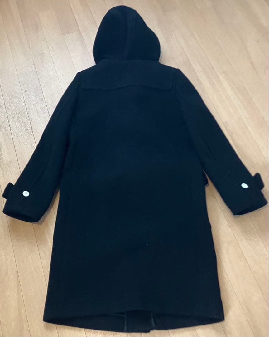 HYKEハイク ダッフルコート ロング ヘリンボーン メルトン 白トグル 黒 L