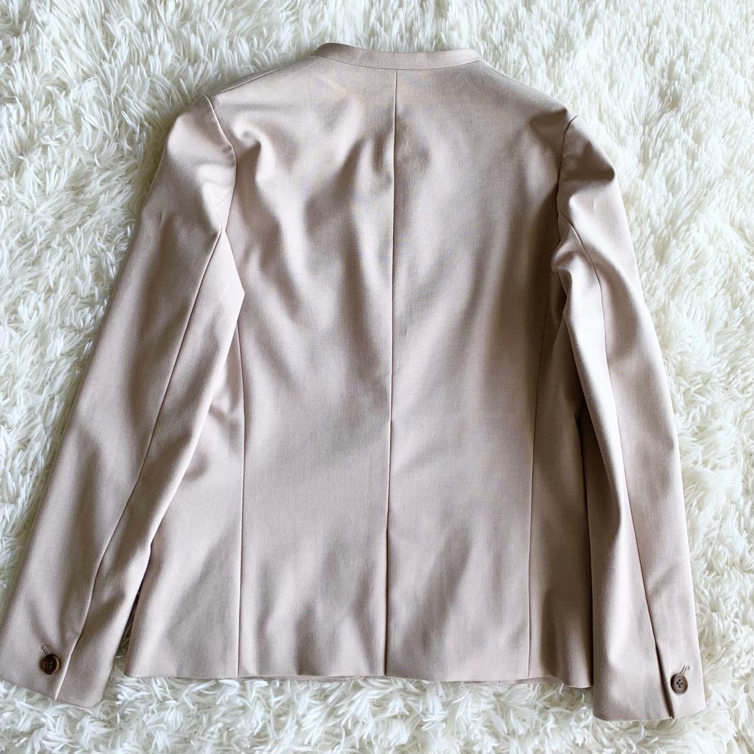 プラステ セットアップ ノーカラー ベージュ パンツ ストレッチ　S