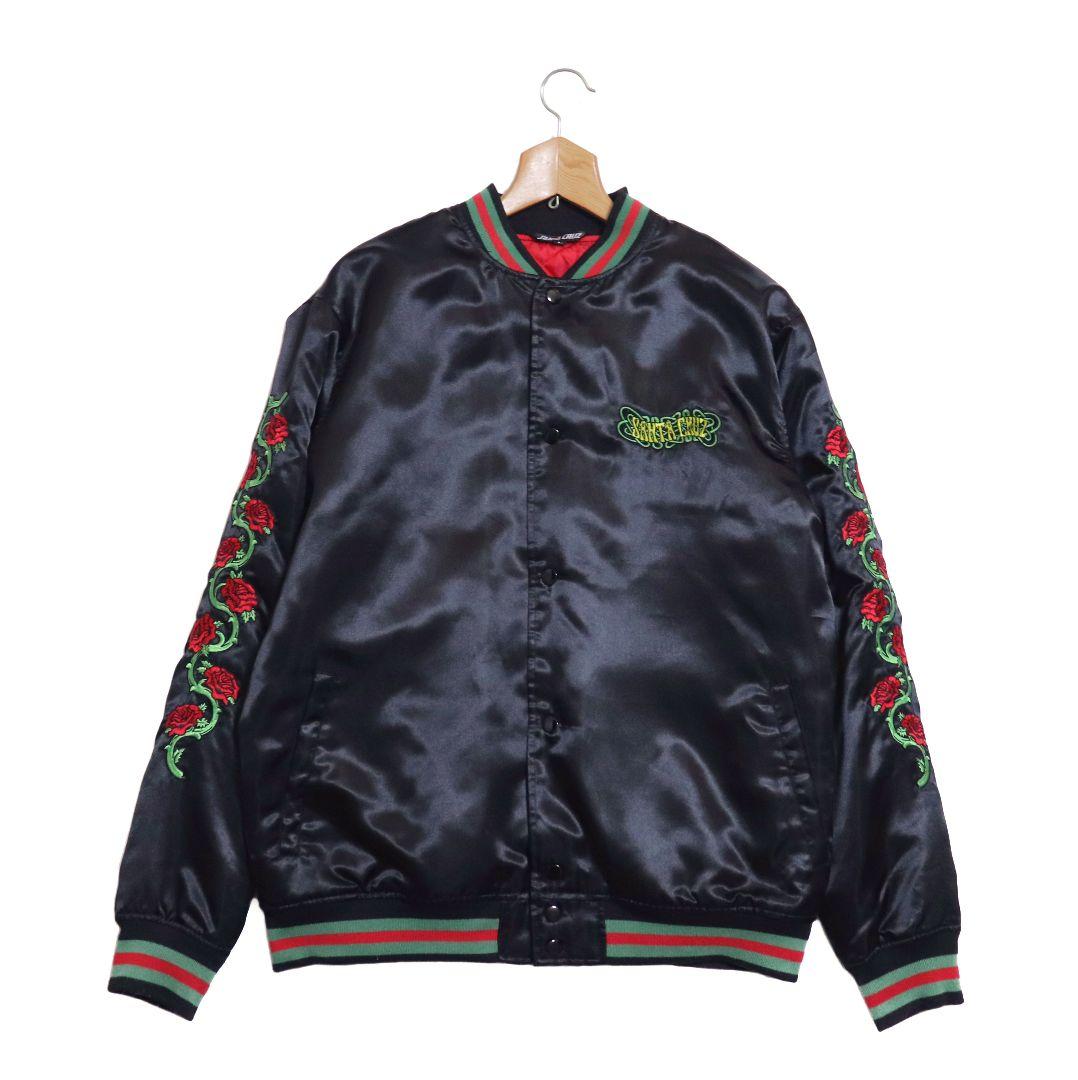 SANTA CRUZ サンタクルーズ デカ刺繍 バラ刺繍 中綿 スカジャン L