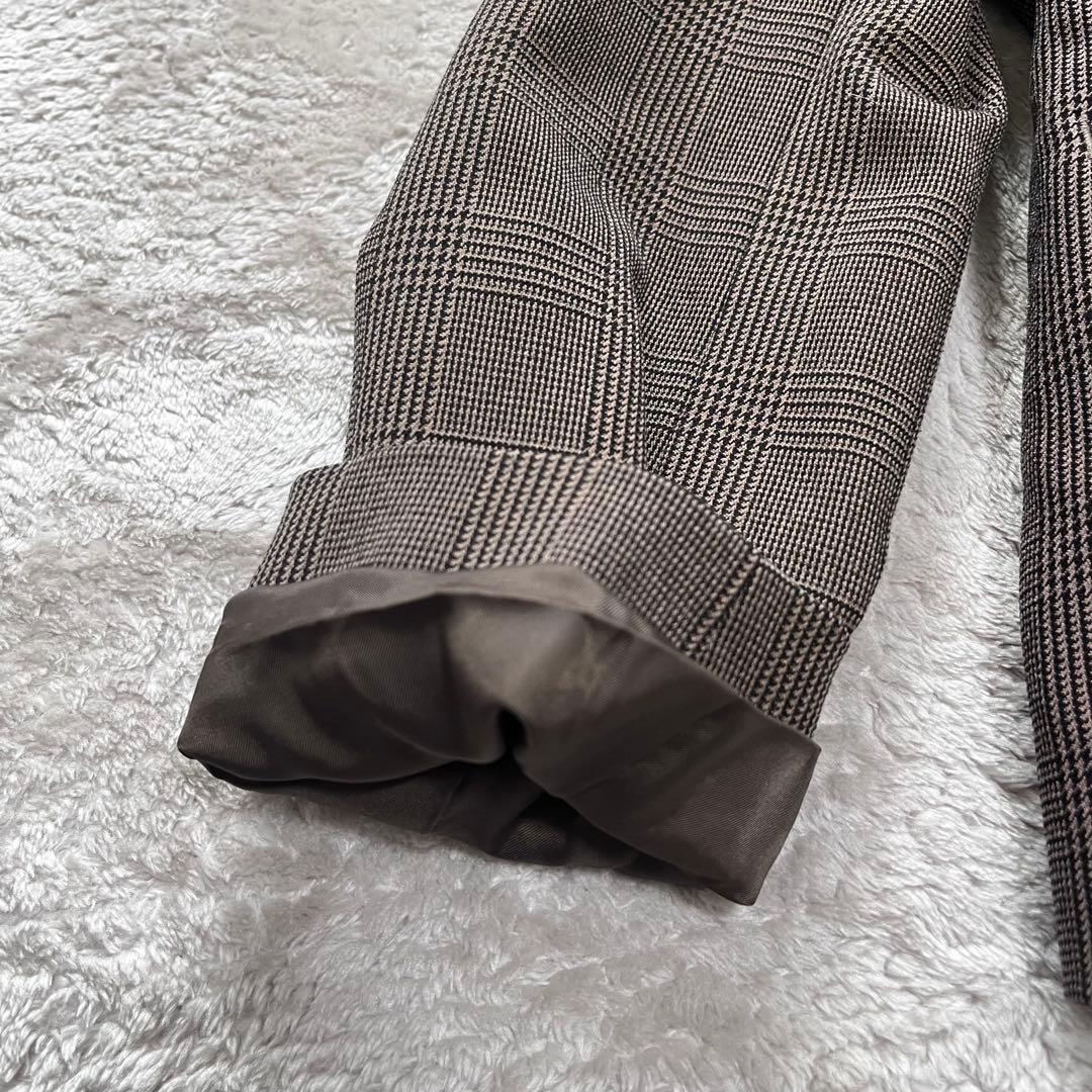 にっしゃん　　 グレンチェック　スーツ　ノーカラー