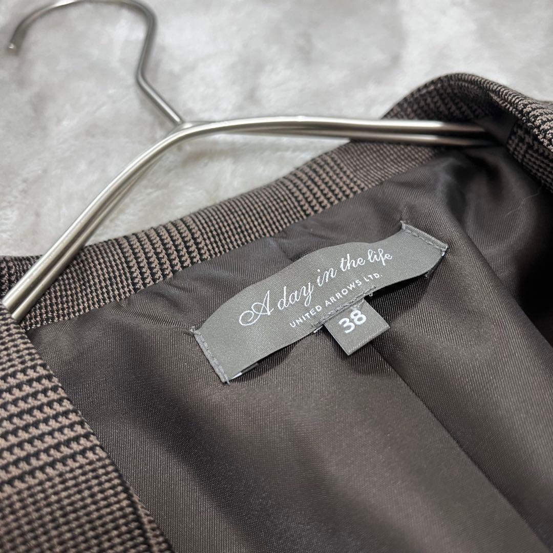 にっしゃん　　 グレンチェック　スーツ　ノーカラー