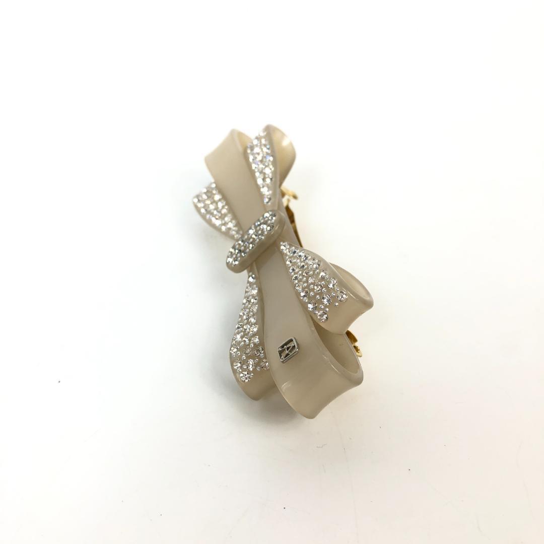 F10338 アレクサンドル ドゥ パリ バレッタ ストーン リボン ベージュ