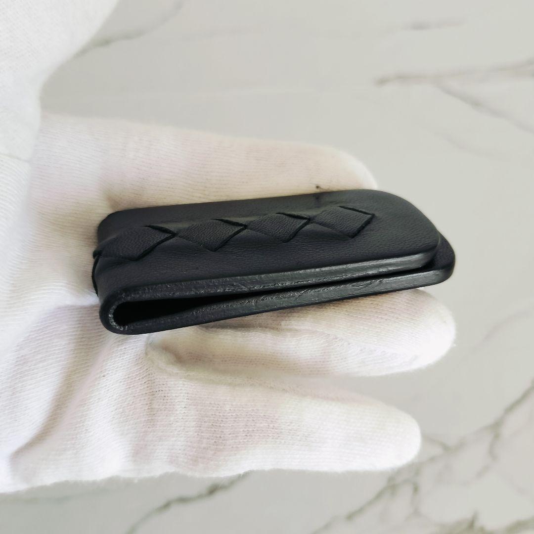 美品☆ボッテガヴェネタ☆マネークリップ レザー イントレチャート ブラック