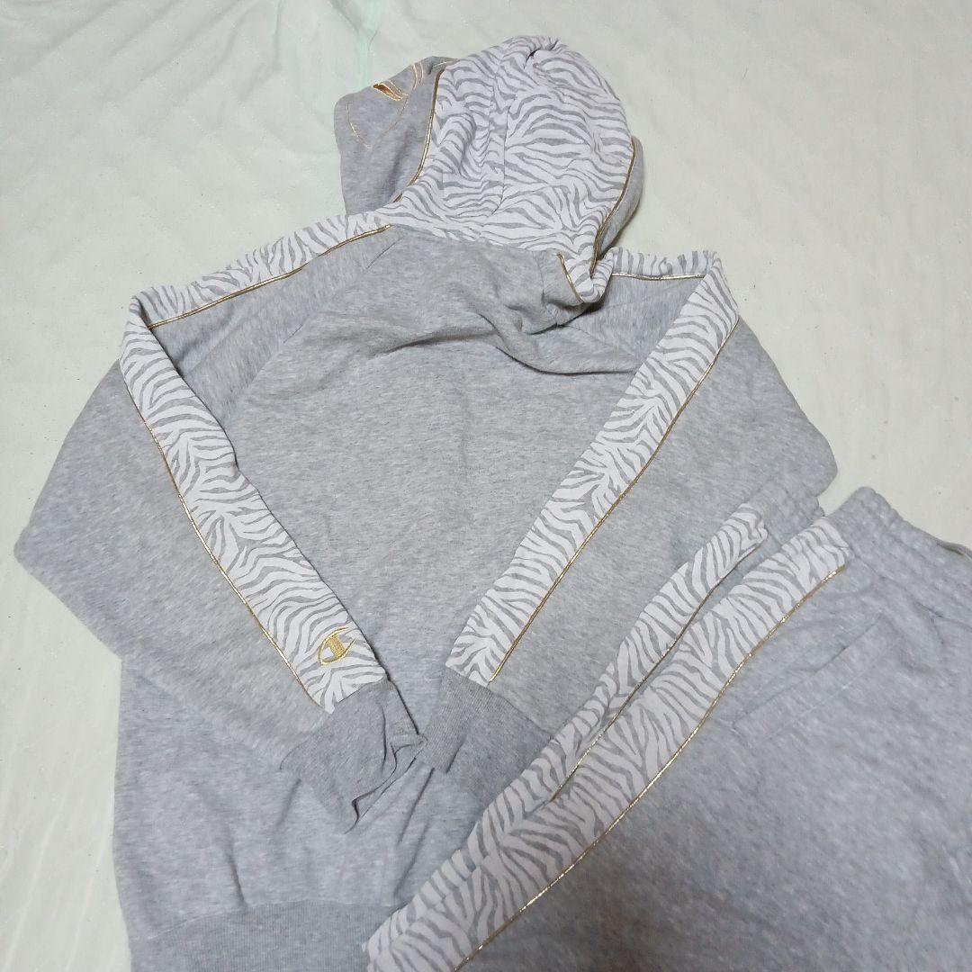 【K】Championトレーナー 上下 グレー ゼブラ模様