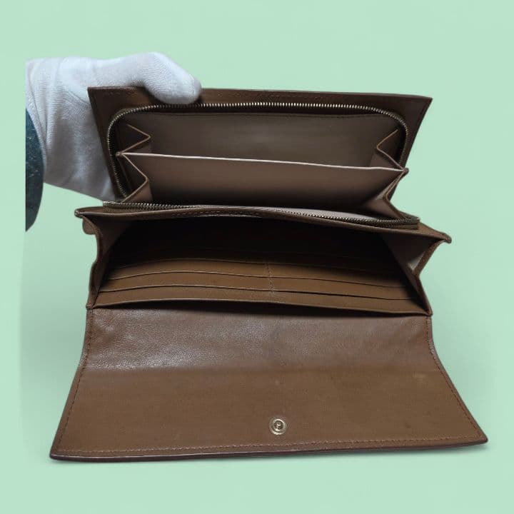 美品　BOTTEGA VENETA　イントレチャート長財布　ブラウン