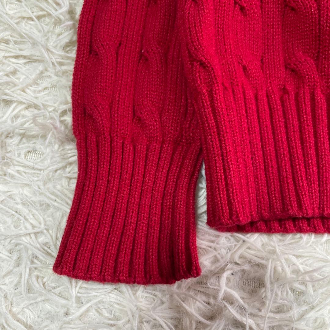 【美品】ポロラルフローレン ケーブルニット レッド ポニー刺繍 赤