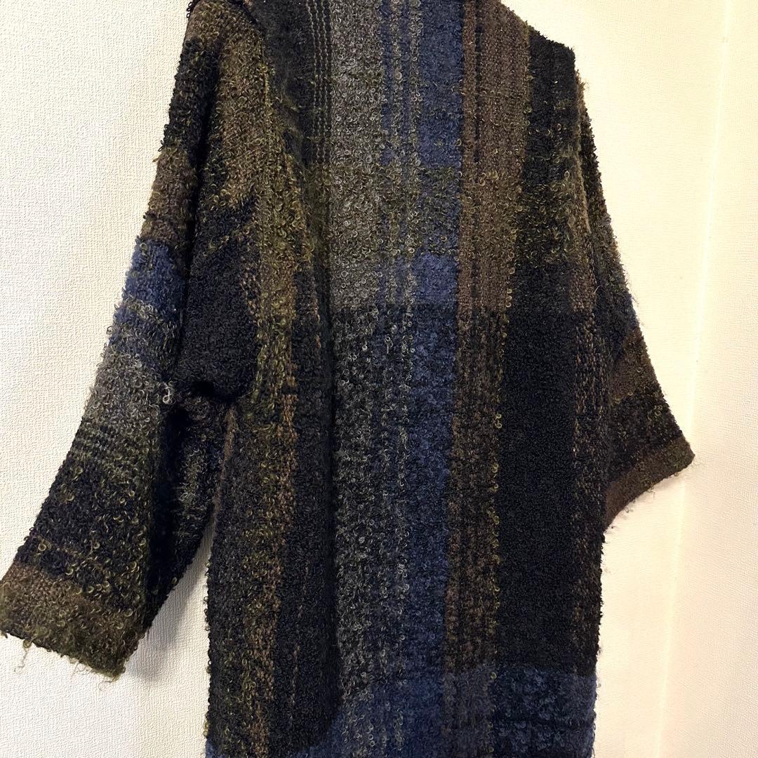 美品【SAORI】さをり織り ロングコート　ジャケット　ガウン　ハンドメイド