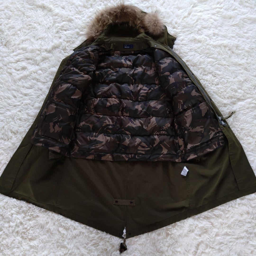 フレッドペリー　迷彩ダウンライナー付 モッズコート　フィッシュテールF2562