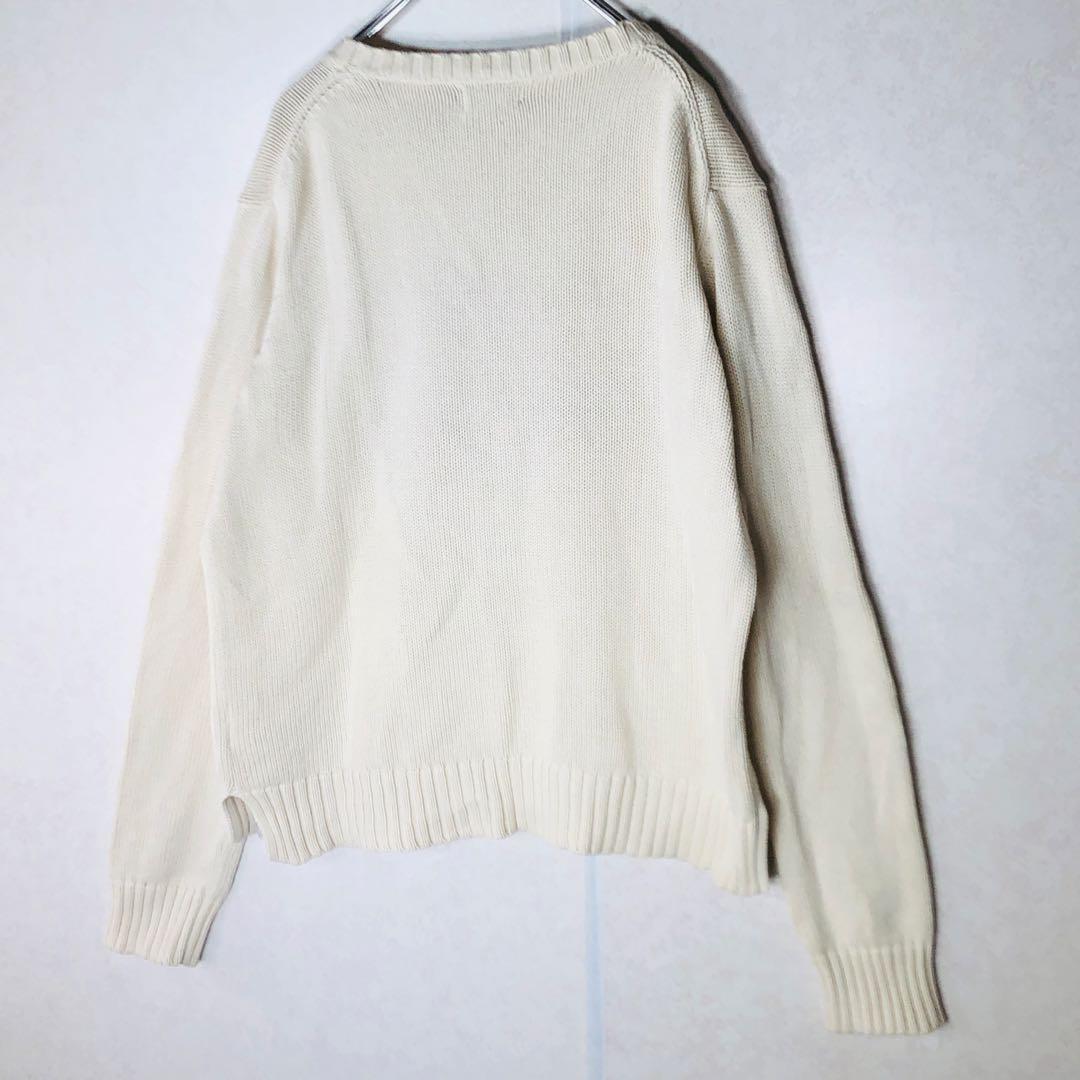 【超大人気】ラルフローレン ポロベア デカロゴ ニット セーター 白 Mサイズ