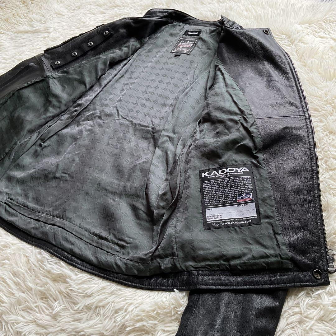 未使用級✨カドヤ×カワサキ　レザージャケット　セミダブル　ライダース　ヤギ皮　L