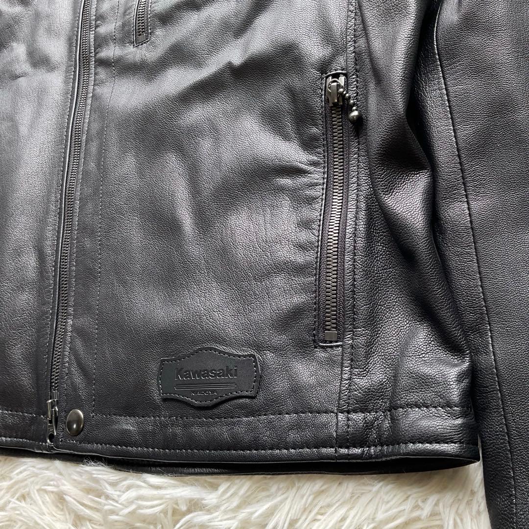 未使用級✨カドヤ×カワサキ　レザージャケット　セミダブル　ライダース　ヤギ皮　L