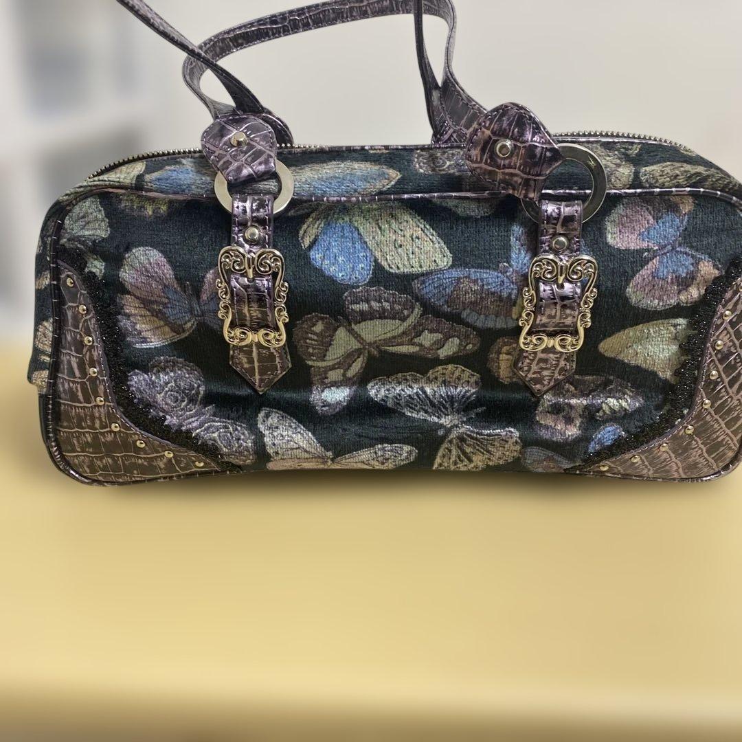 Think Bee! Just Heart ワンショルダー ベロア 蝶柄