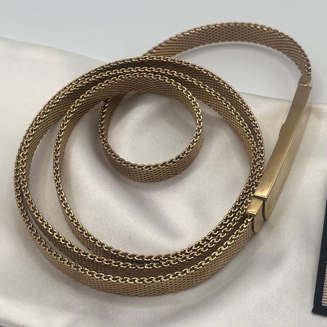 GUCCI☆プレート メッシュベルト メタル ゴールド