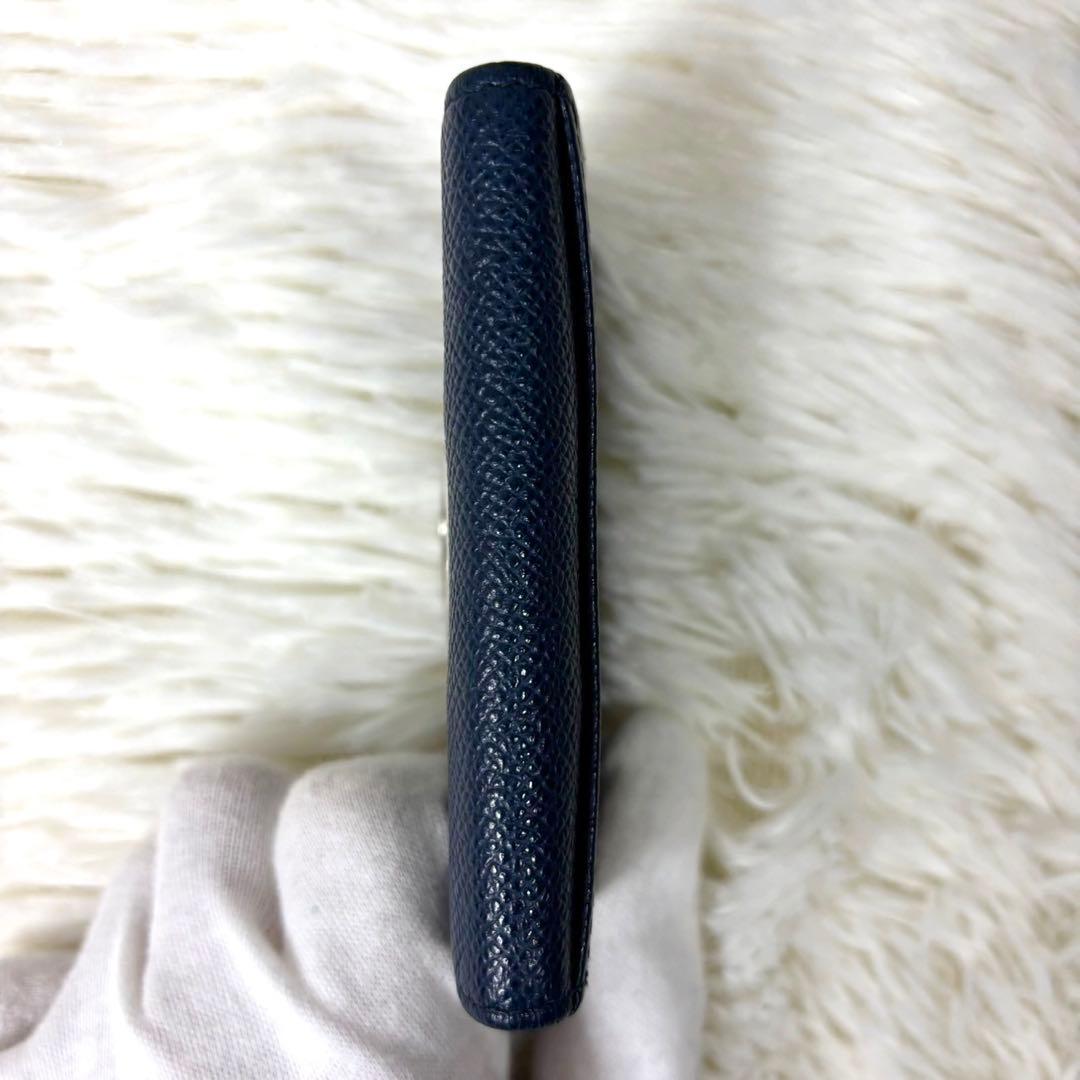 【美品】ブルガリ ケース パース サークルロゴ レザー ネイビー