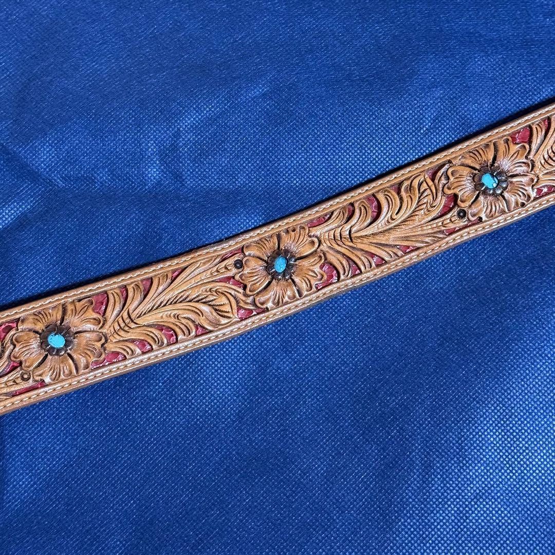 FUNNY 窪田クラフト ベルト 34インチ ハーマンオーク ターコイズクボタ