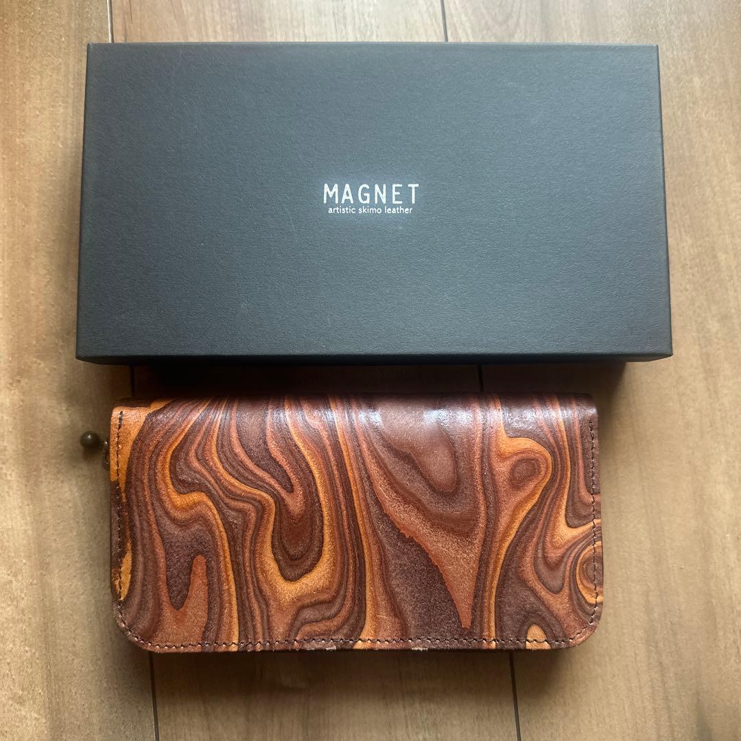 MAGNET スキモレザー 本革 牛革 二つ折り 長財布 ウォレット 木目調 柄