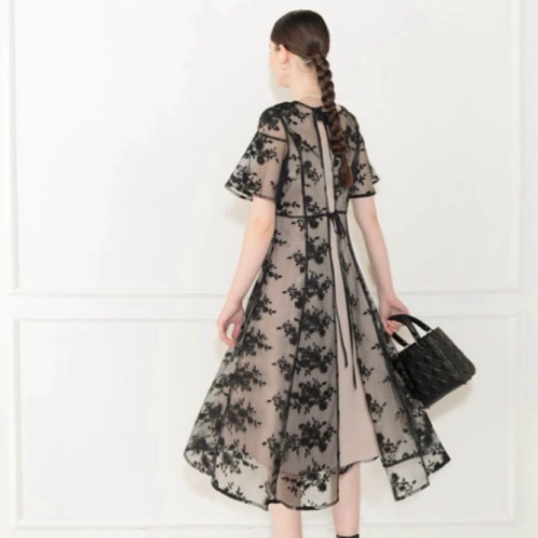 leja ドレス 花柄バックリボン半袖キャミワンピースセットアップドレス