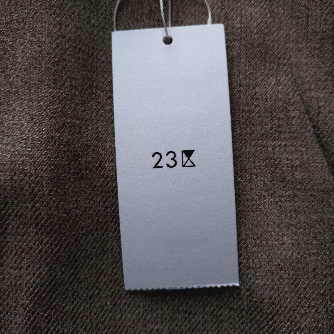 新品★24AW 23区 ウールライクカルゼ ノーカラーパンツスーツ ブラウン