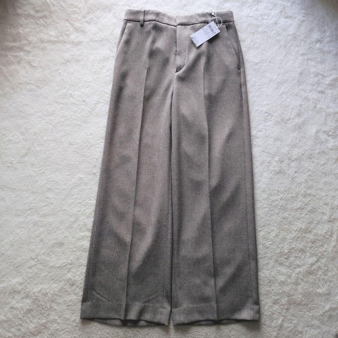 新品★24AW 23区 ウールライクカルゼ ノーカラーパンツスーツ ブラウン