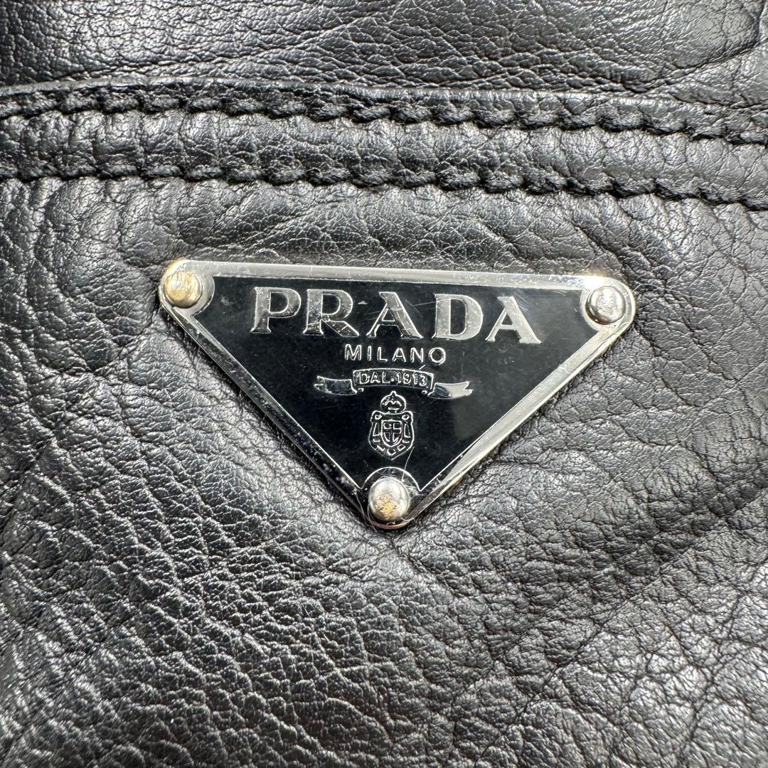 PRADA プラダ 大きめ レザー トートバッグ ショルダーバッグ ブラック