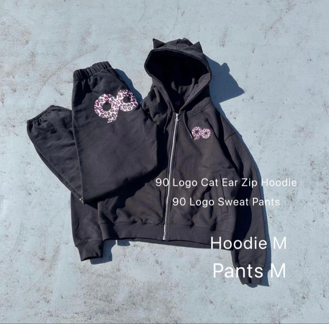 9090 Logo ネコミミ Zip Hoodie Pantsセットアップ
