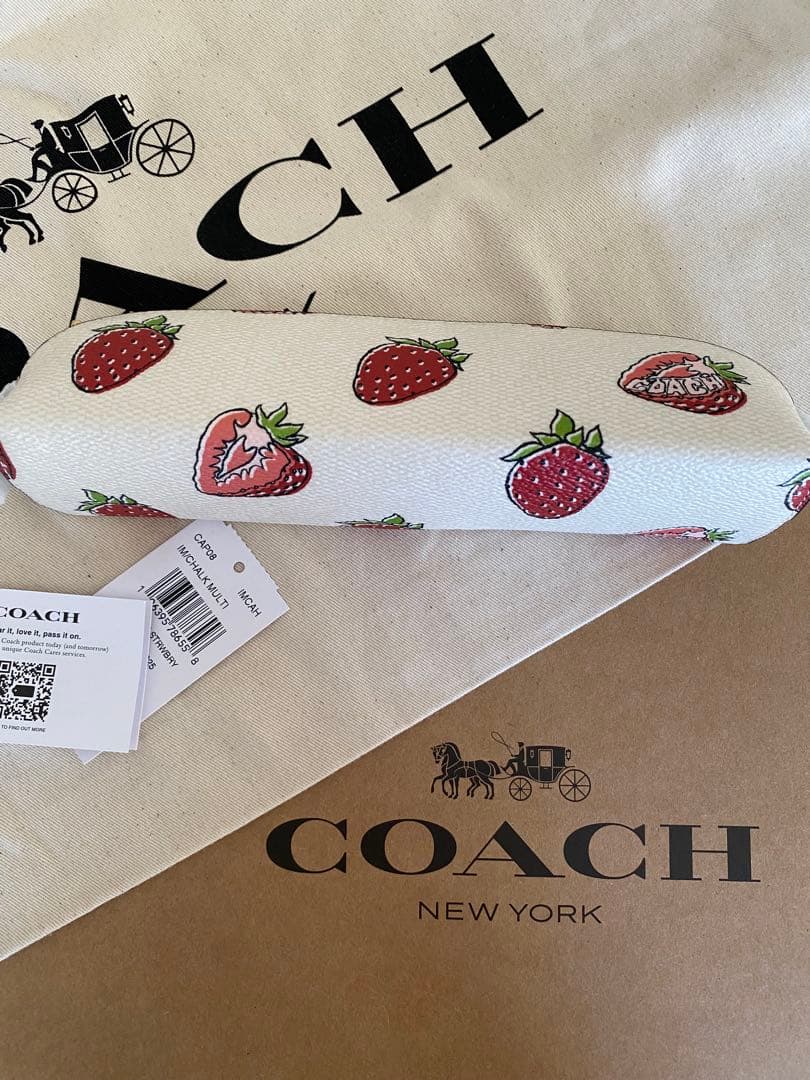 【COACH CAP08】ポーチ ペンケース筆箱 筆記具 ストロベリープリント