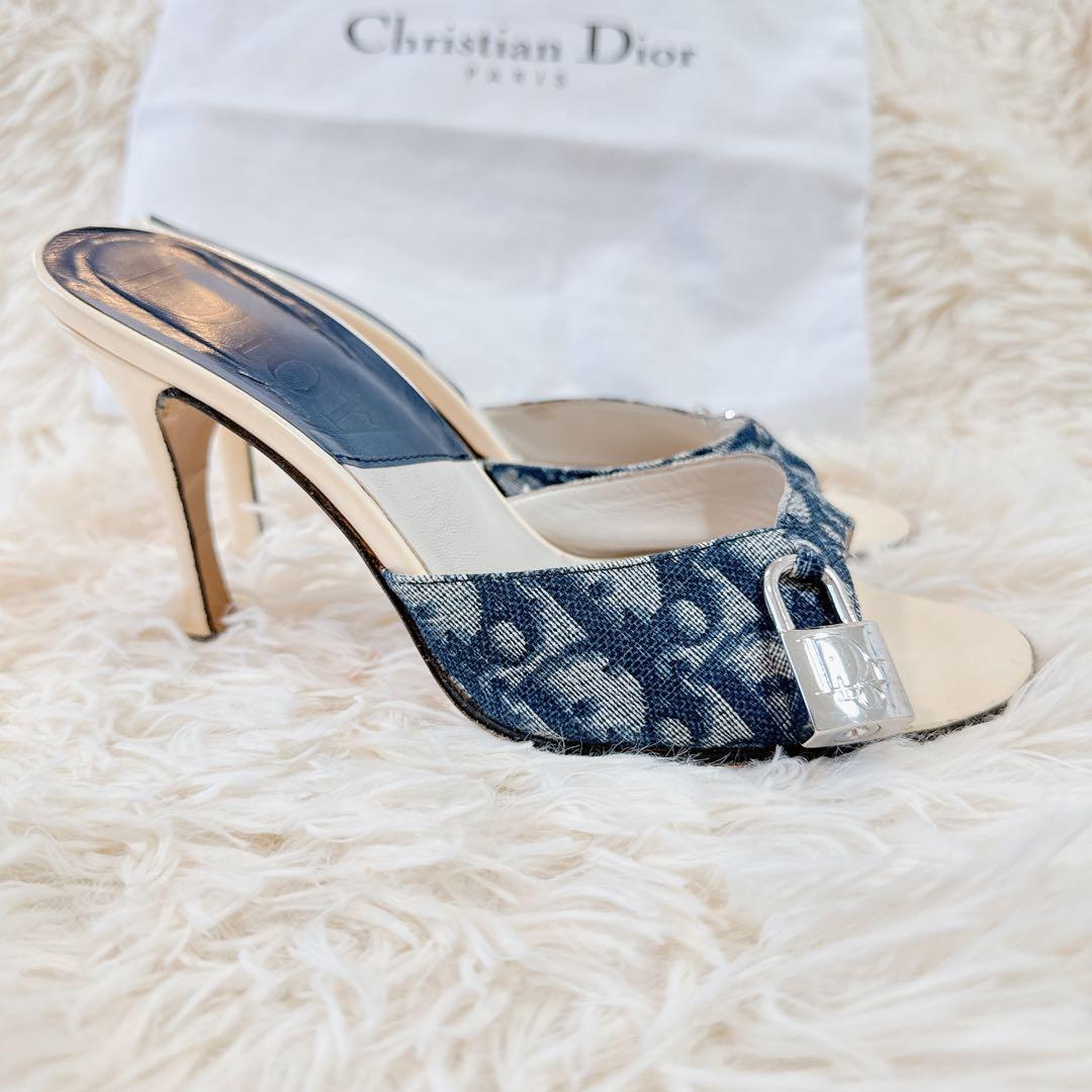 美品 ChristianDior トロッター デニムミュール カデナ 22cm