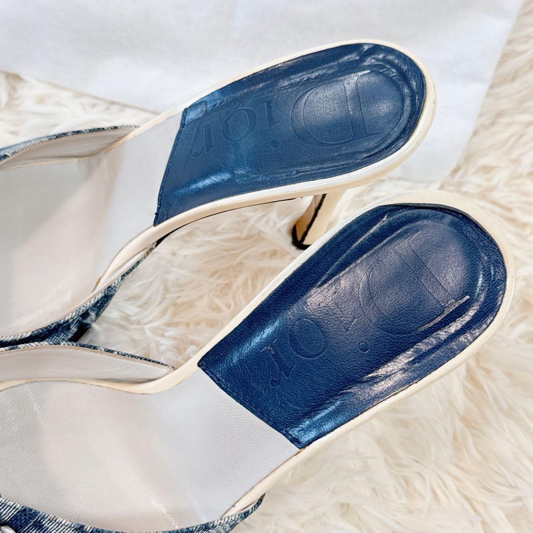 美品 ChristianDior トロッター デニムミュール カデナ 22cm