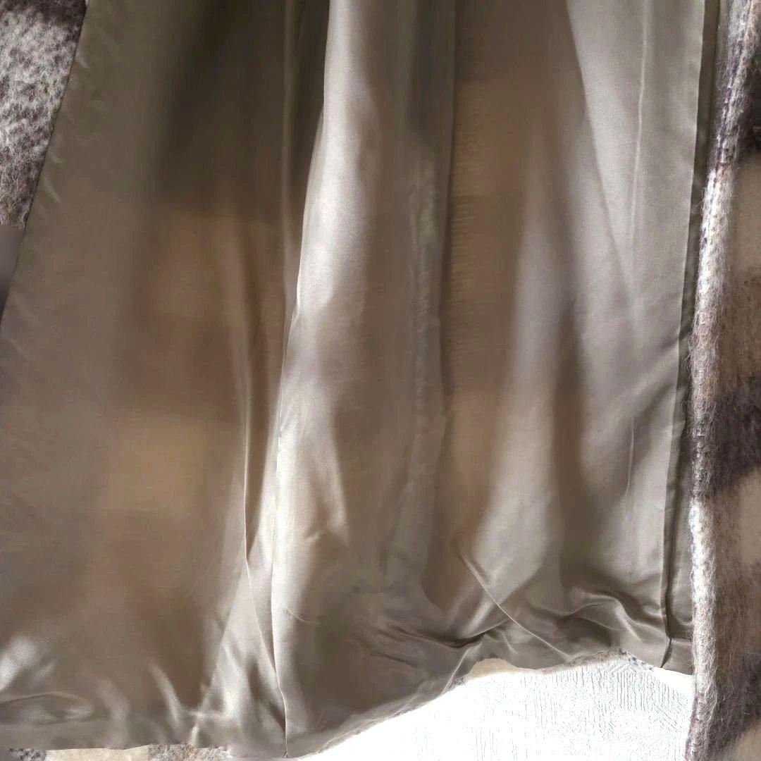 ノンノNON NO ☆シャギーダッフルコートアルパカ モヘヤ ウール チェック柄