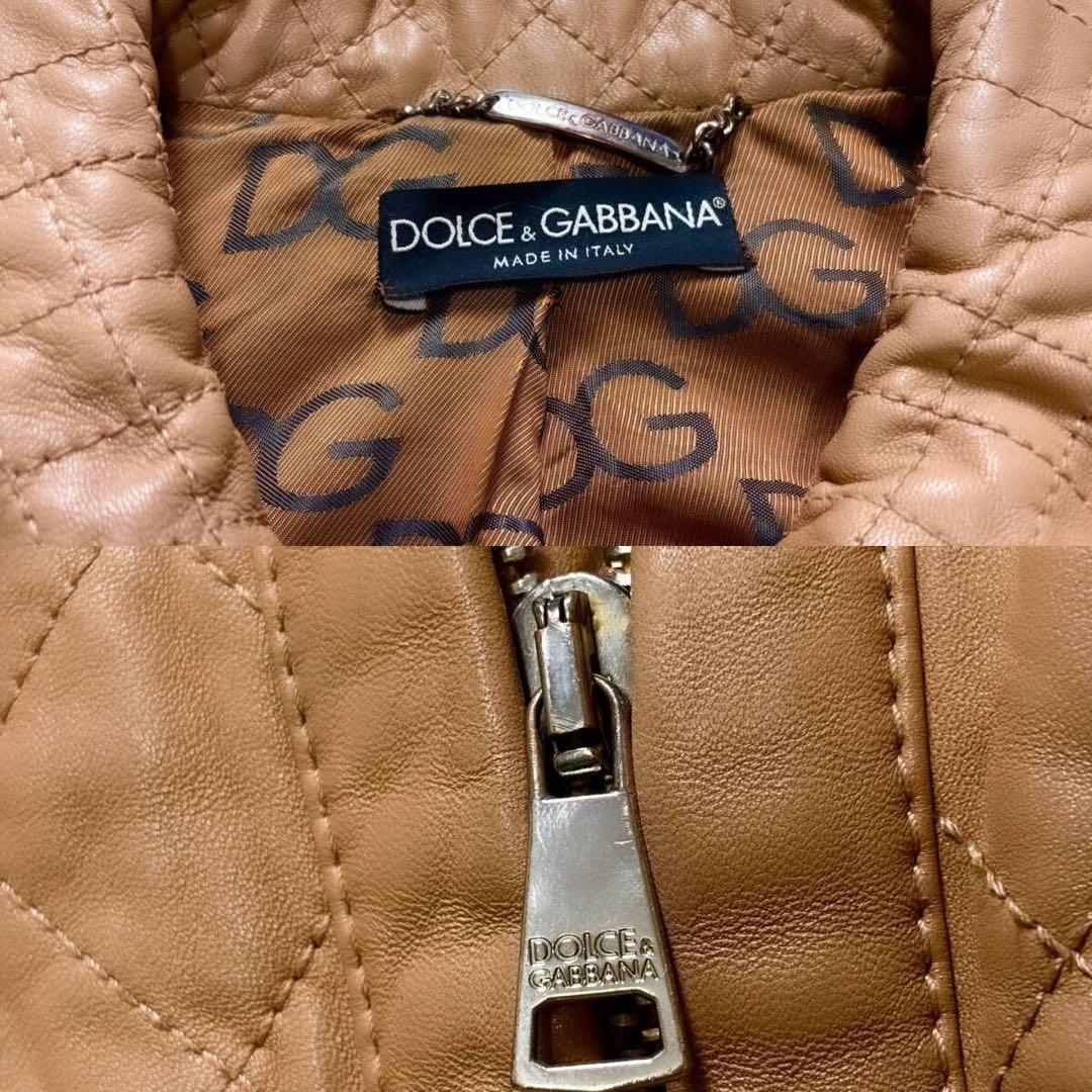 DOLCE&GABBANA ベイビーラムレザージャケット キャラメルブラウン