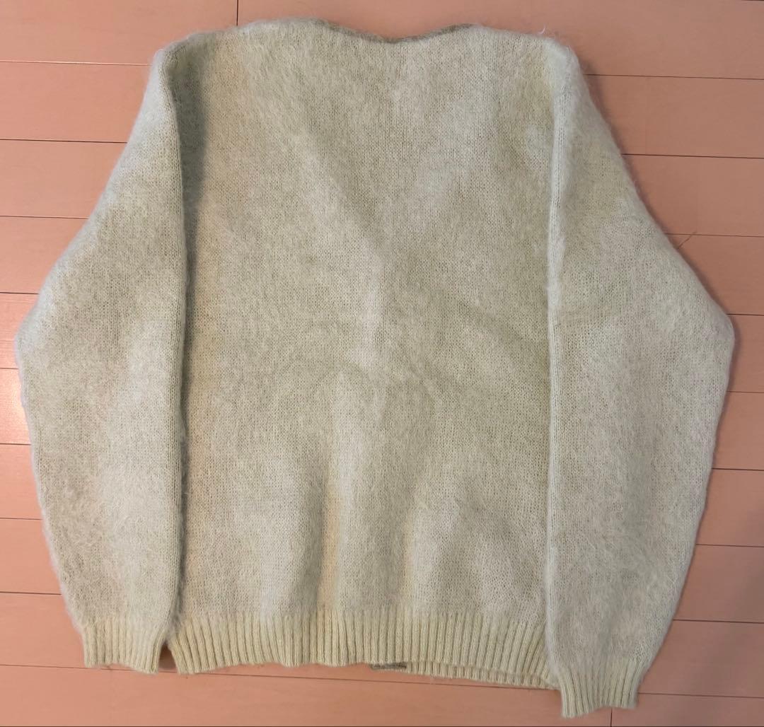 young & olsen ライムグリーン モヘアカ－ディガン