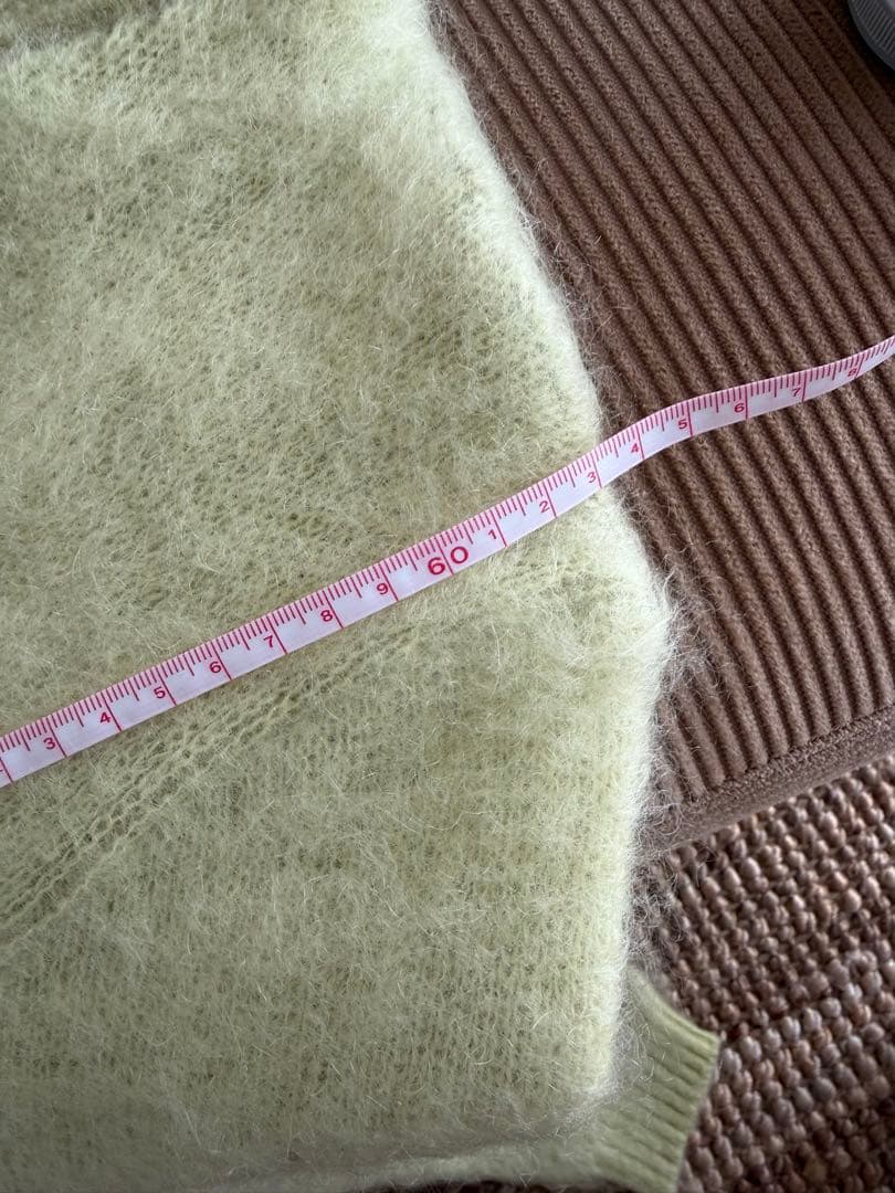 young & olsen ライムグリーン モヘアカ－ディガン