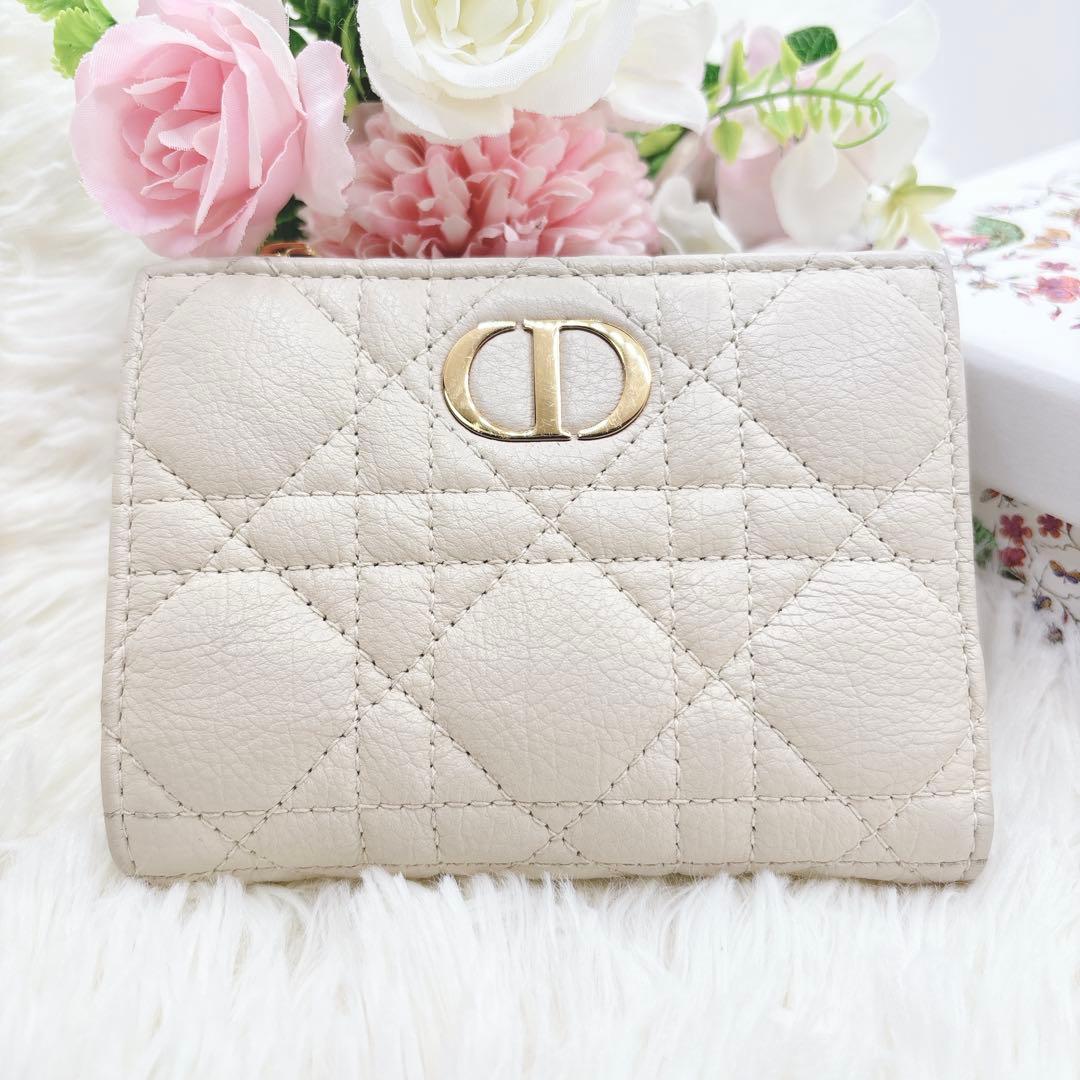 美品✨Dior ディオール ミニ財布 二つ折り財布 カロ ダリア レザー