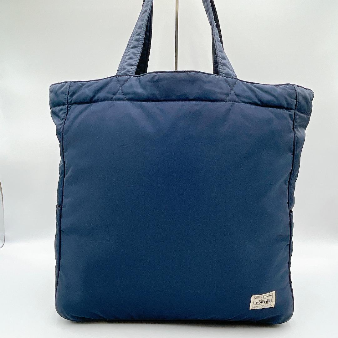 良品 PORTER クリーム ネイビー×ブルー トートバッグ f341