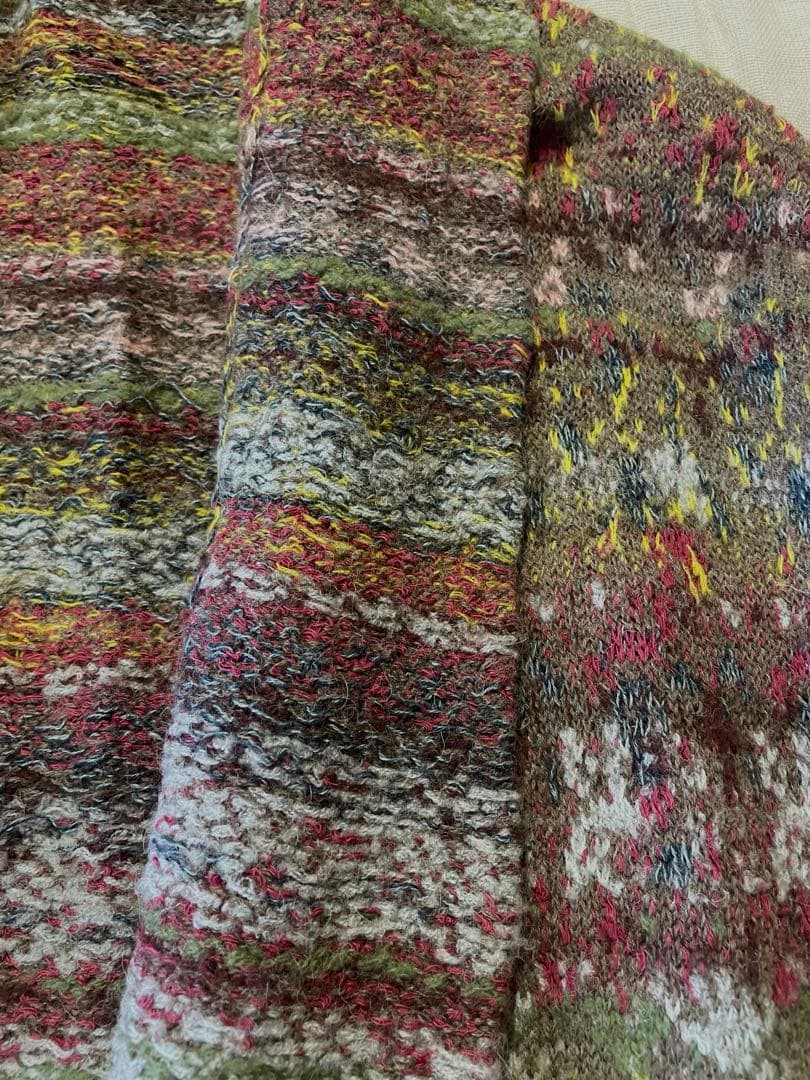 45r上質アルパカ混ジャガードニットガウンコート 軽くて柔らか暖かい美品